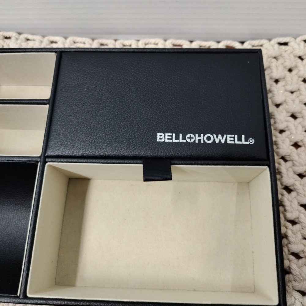 Bell Howell Black Leather Jewelry Organizer 10x7"